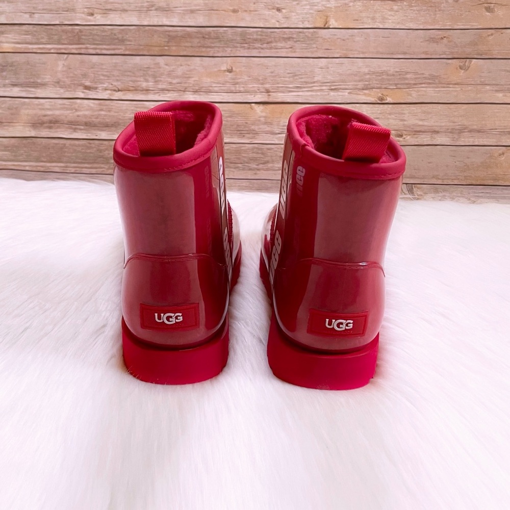 UGG Women’s Classic Clear Mini Waterproof Boots In Ribbon Red - Picture 3 of 9